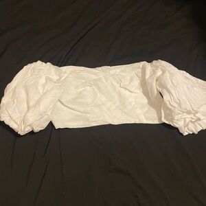 White Off-Shoulder Puff Sleeve Crop Top